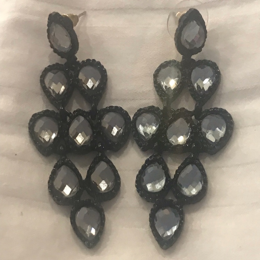 Black and clear earrings